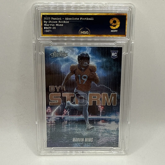 2023 Panini Absolute By Storm Marvin Mims Denver Broncos #BST Graded 9 NFL Card