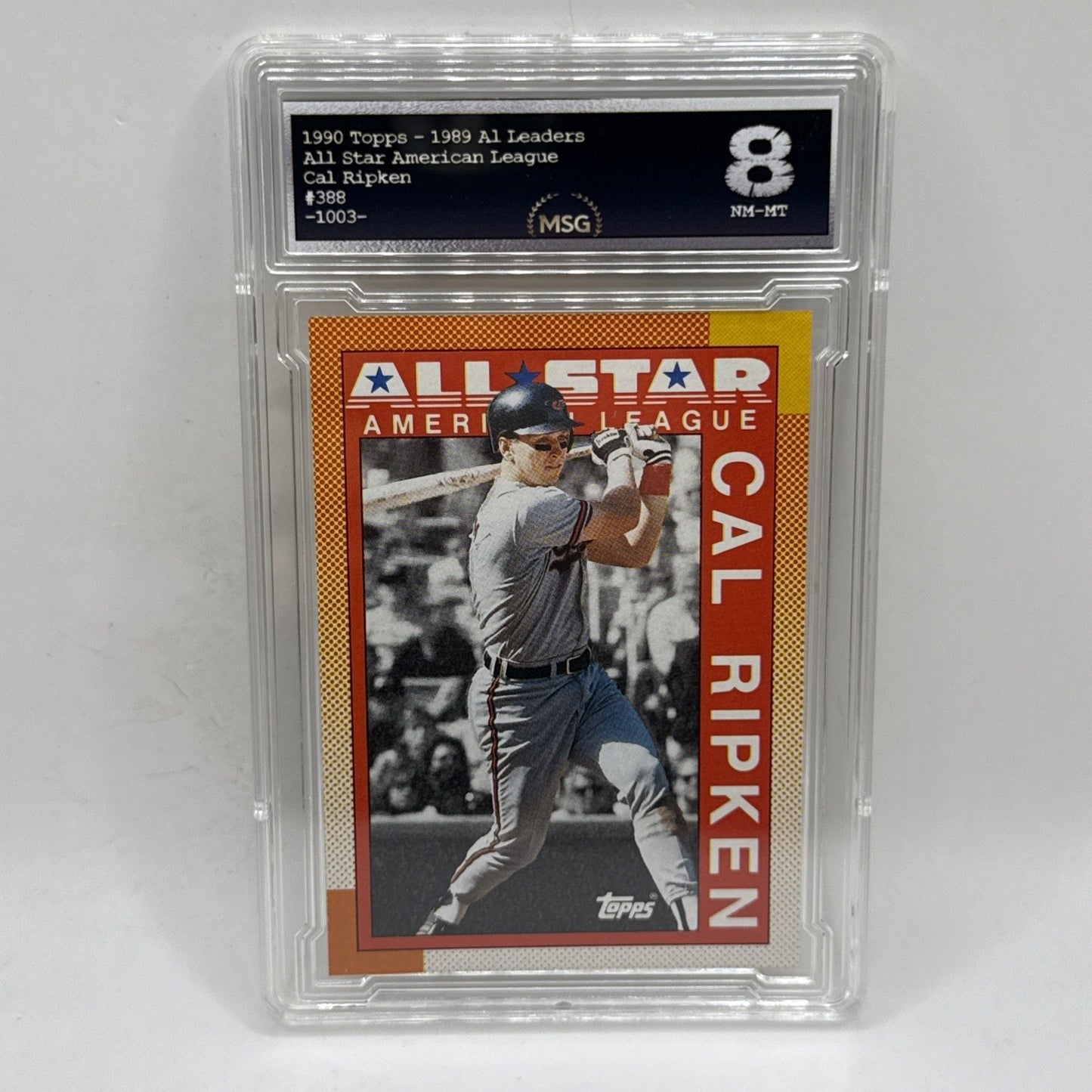 1990 Topps Cal Ripken Jr Baseball Card Baltimore Orioles #388 All Star Graded 8