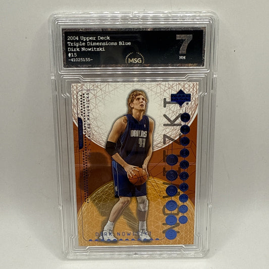 2003-04 Upper Deck Triple Dimensions Dirk Nowitzki #15 Dallas Mavericks Graded 7