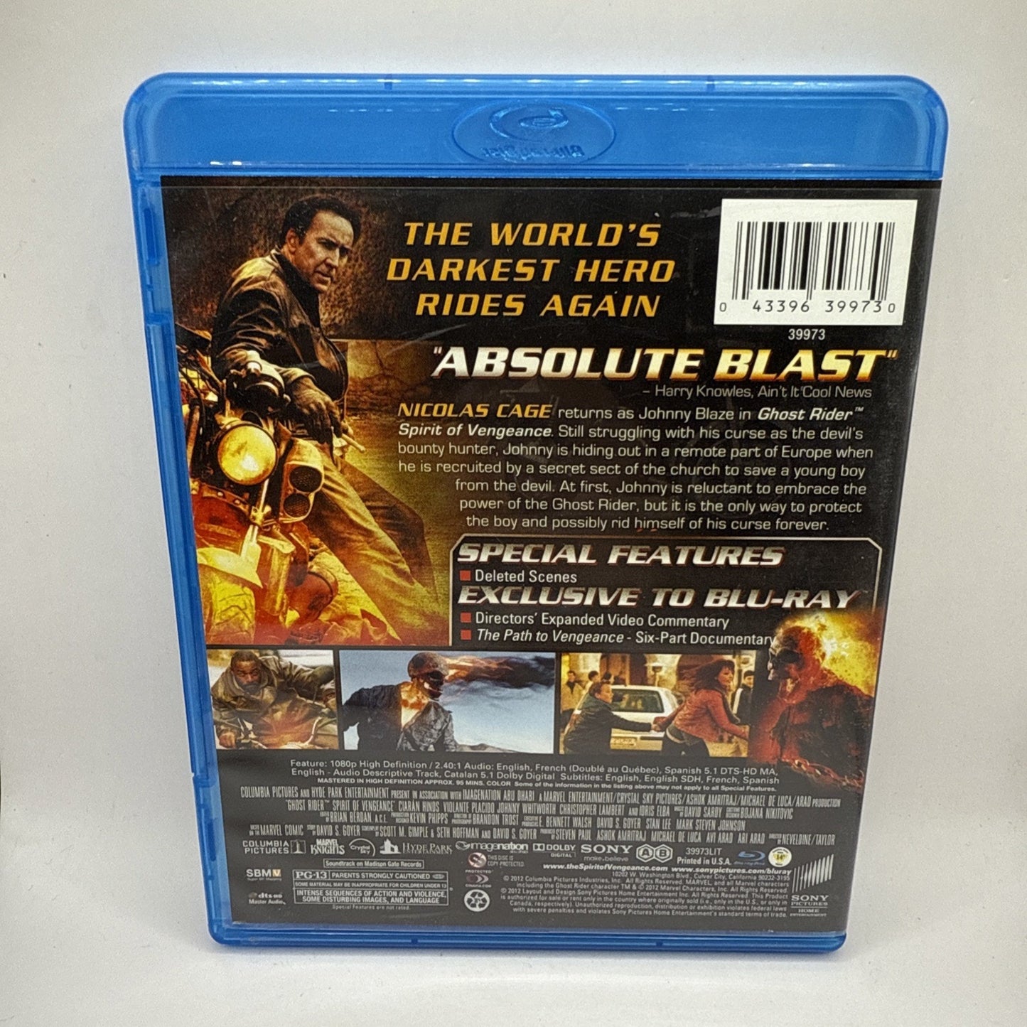 Ghost Rider: Spirit of Vengeance (Blu-ray, 2012) Nicolas Cage, Marvel