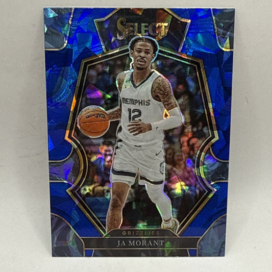 2022-23 Select JA MORANT Premier Level Blue Cracked Ice Prizm SP Grizzlies