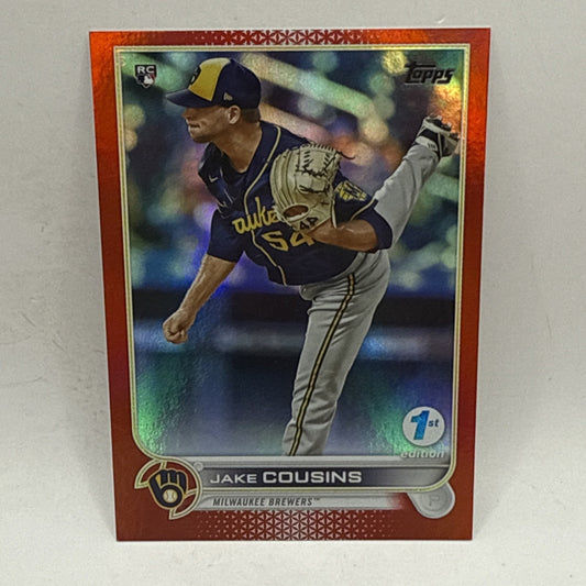 2022 Topps Series 1 1st Edition Red Jake Cousins #'d /50 Rookie RC MLB Card
