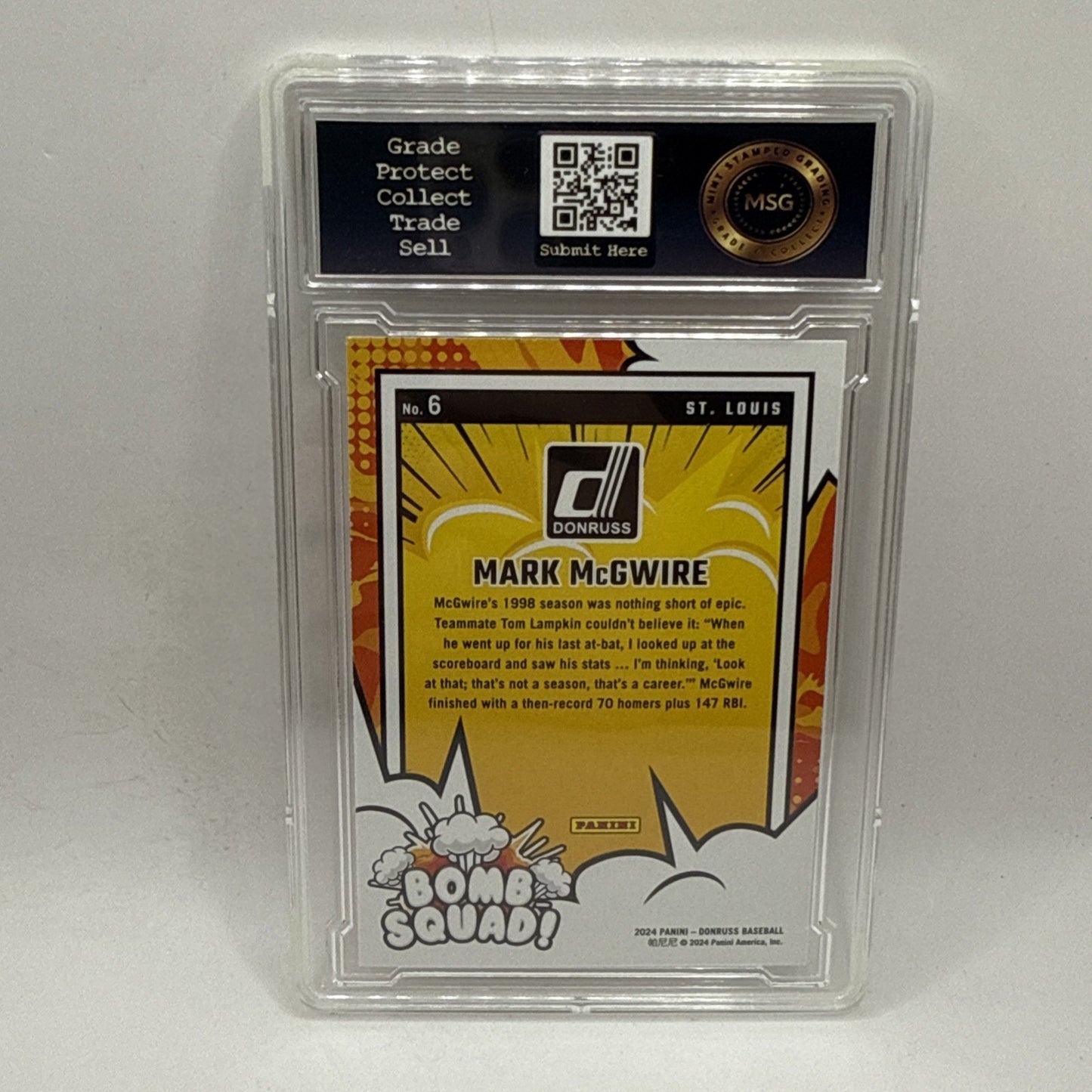 2024 Panini Donruss - Bomb Squad Holo #6 Mark McGwire Graded 9 Mint MLB