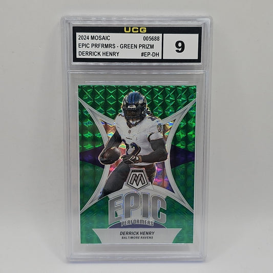 2024 Panini Epic Performers Derrick Henry #EP-DH Green Mosaic Prizm Graded 9