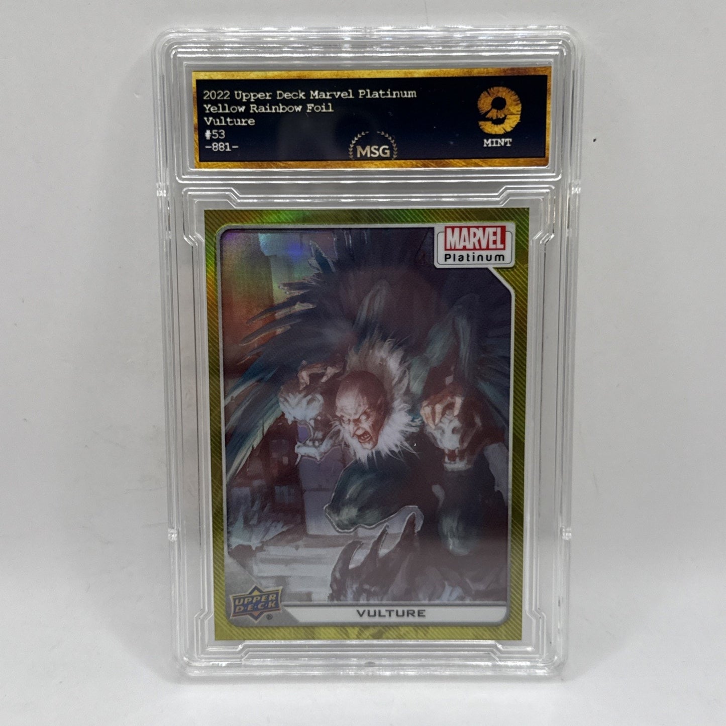 2023 Upper Deck Marvel Platinum #53 Vulture Yellow Rainbow Parallel Graded 9 MT