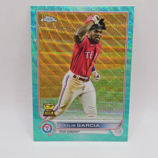 2022 Topps Chrome Aqua Wave Refractor /199 Adolis Garcia #25 Texas Rangers RC