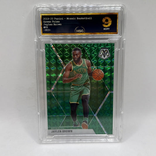 2019-20 Panini Mosaic #89 Jaylen Brown Green Prizm Color Match Graded 9 Mint NBA