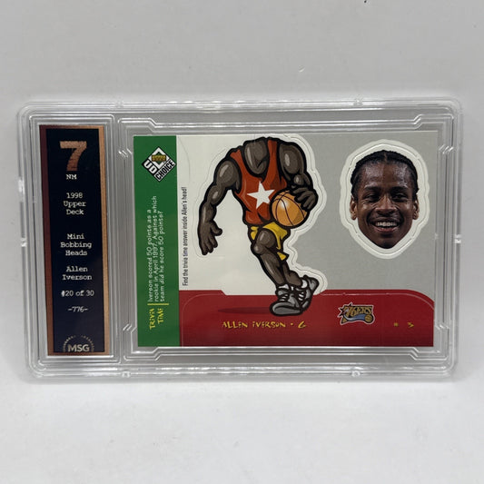 1998 Upper Deck UD Choice Bobble Pop Head Allen Iverson 20/30 76ers Graded 7 NM