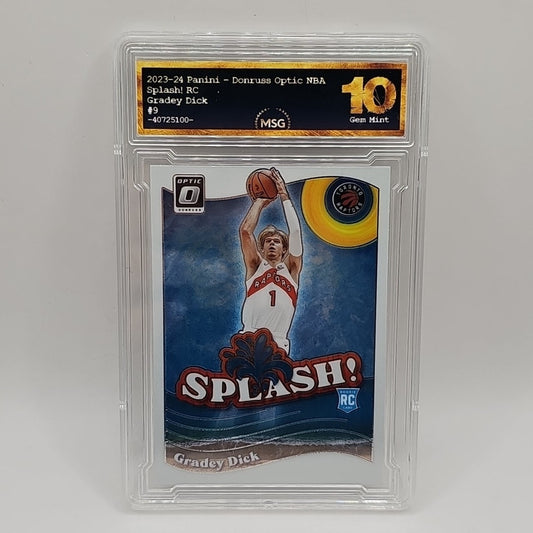 Gradey Dick Rookie RC 2023-24 Panini Donruss Optic Splash #9 NBA Raptors Graded