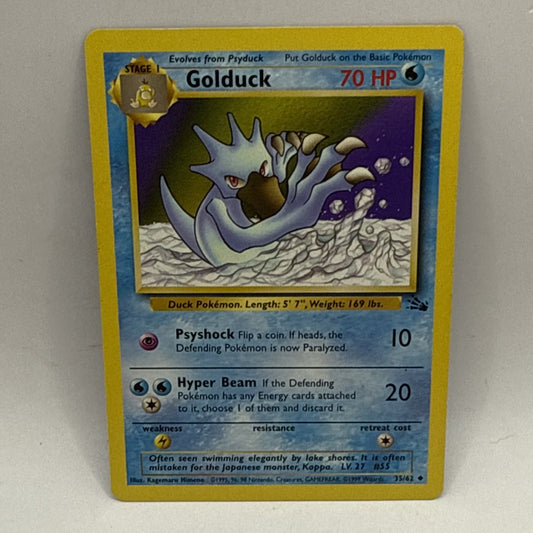 Pokemon Fossil Golduck 35/62 Non-Holo MP Tcg Collectible Vintage Card