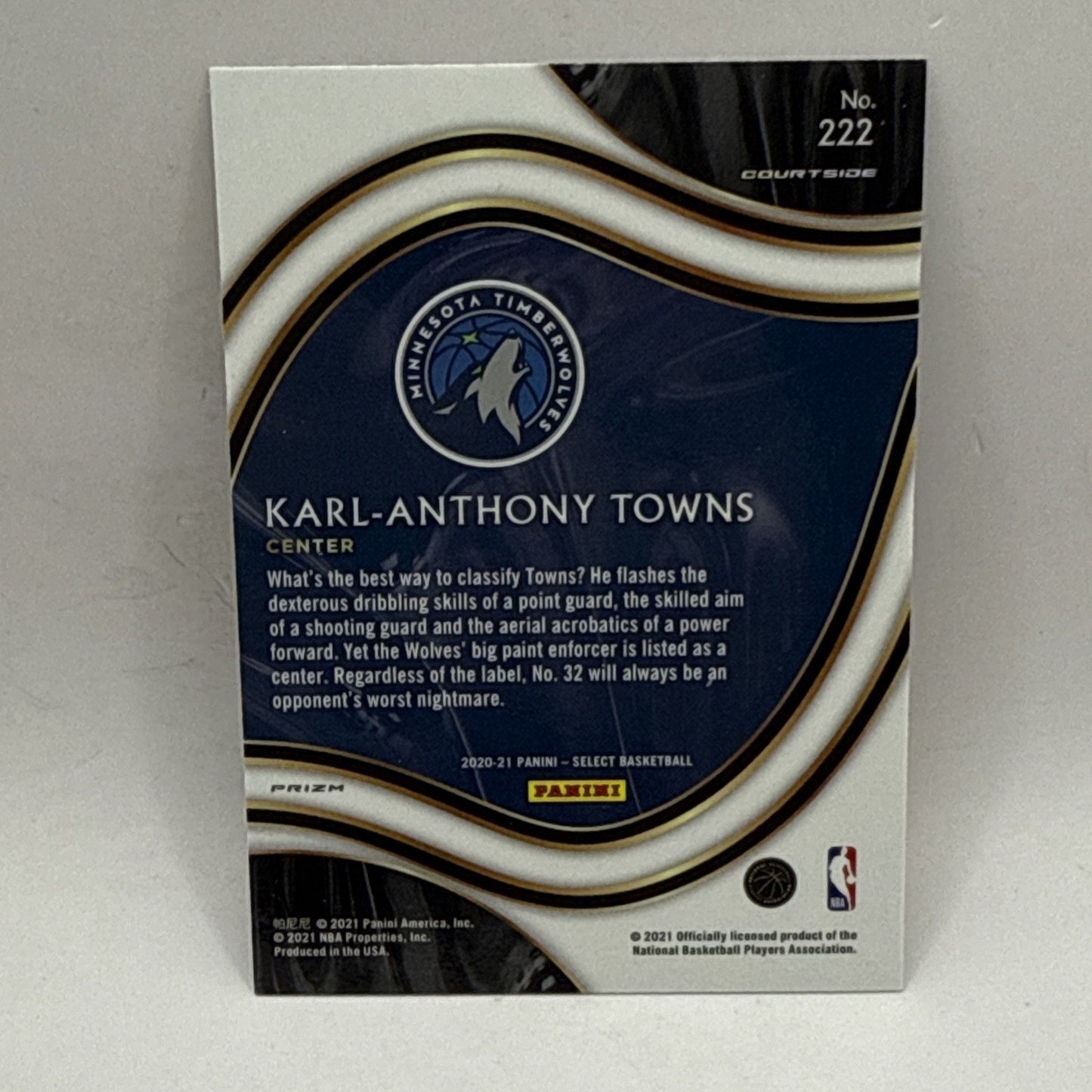 2020-21 Select NBA KARL-ANTHONY TOWNS #222 COURTSIDE “Orange & Red Flash PRIZM”