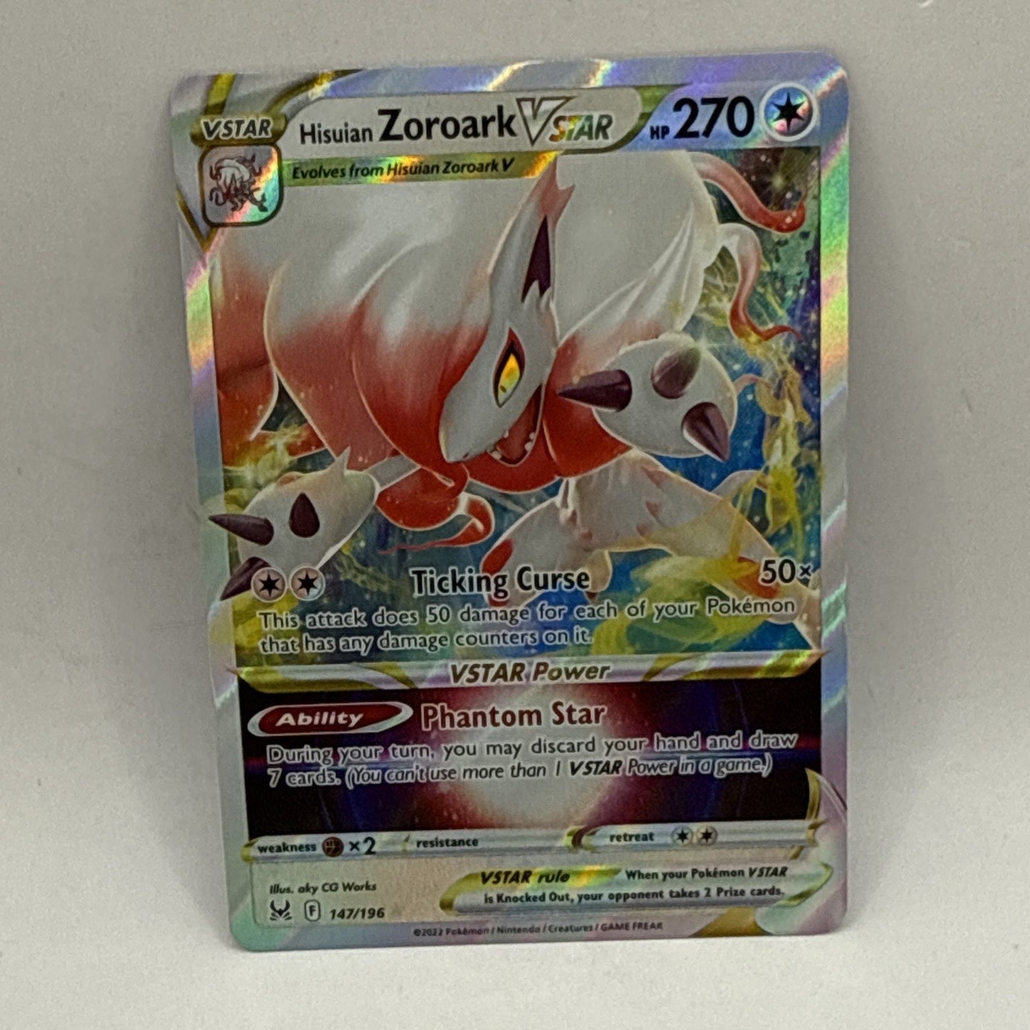 Pokémon Card Hisuian Zoroark VSTAR 2022 Lost Origin 147/196 MP Card
