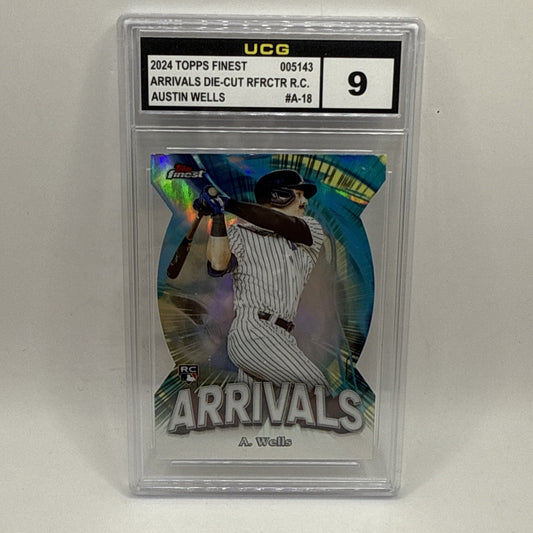 2024 Topps Finest - Arrivals Refractor #A-18 Austin Wells (RC) Graded 9 Die-Cut