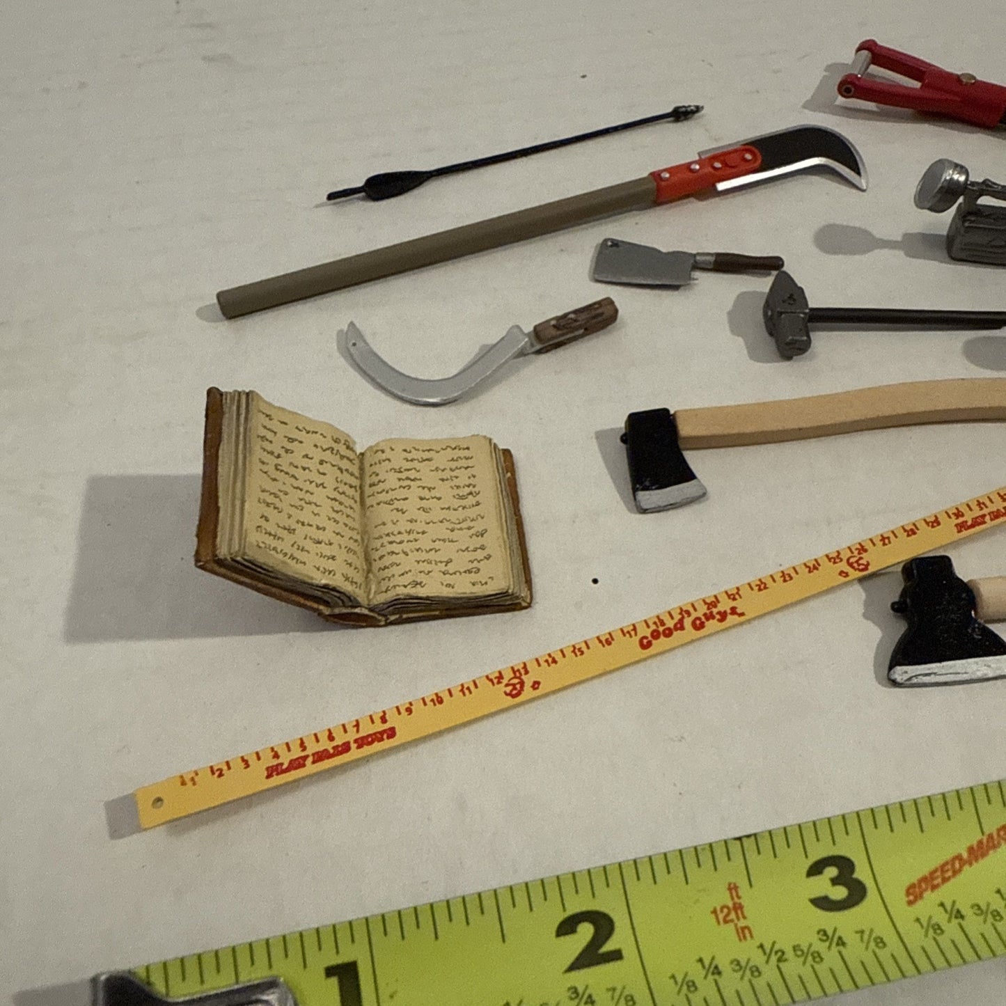 Lot Of Toy Action Figure Weapons, Tools, Play Money - Play Set Accessories