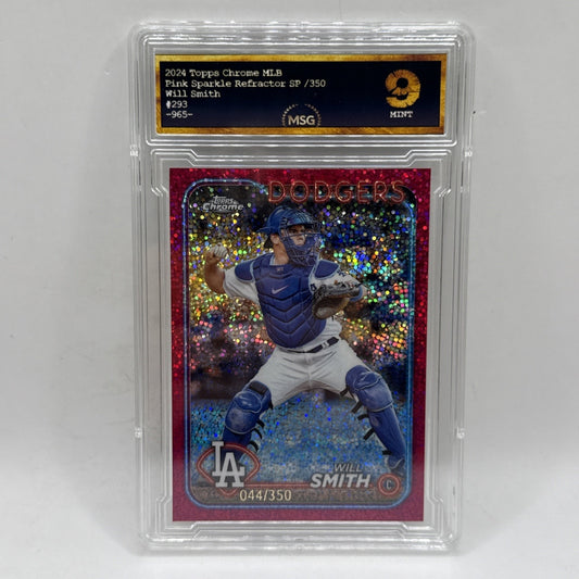 2024 Topps Chrome - Will Smith DODGERS Pink Sparkle #293 SP /350 Graded 9