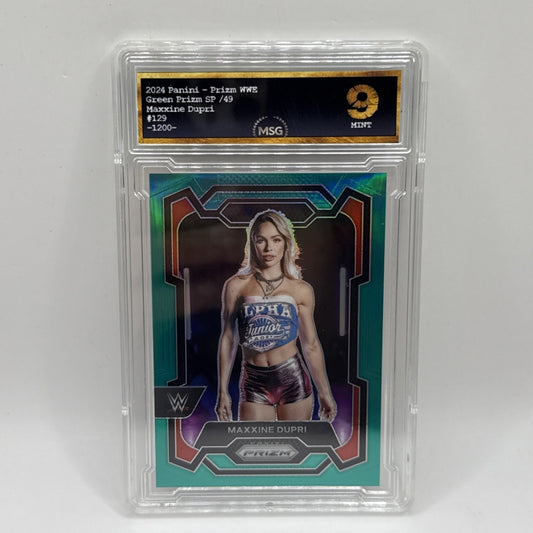 2024 Panini Prizm WWE Green Prizm /49 Maxxine Dupri #129 Short Print Graded 9