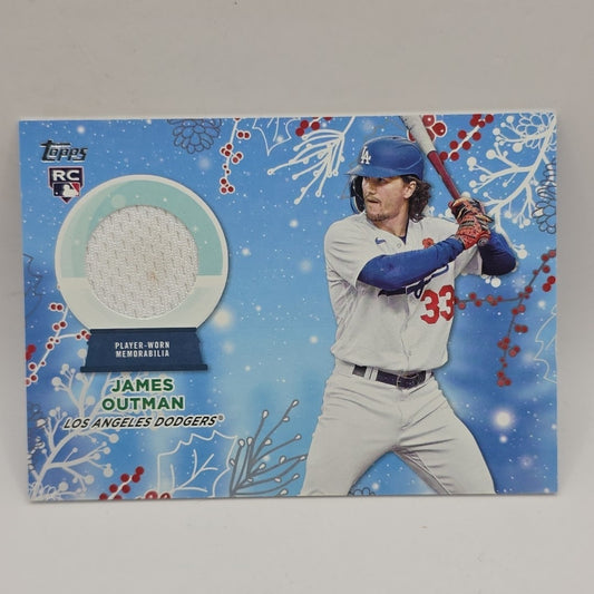 2023 Topps Holiday - Relics #RC-JO James Outman (MEM, RC) Los Angeles Dodgers