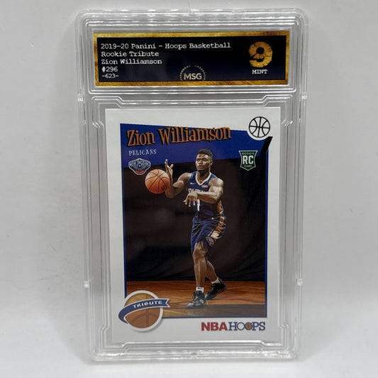 2019-20 Panini NBA Hoops - Hoops Tribute #296 Zion Williamson (RC) Graded 9 NBA
